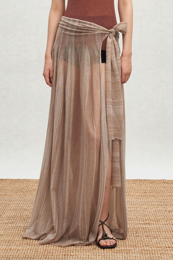 SWAYING 25 Spring/Summer One-piece Lace-up Long Skirt SW-SW25SS3B02C2-TUO Camel SW25SS3B02C1
